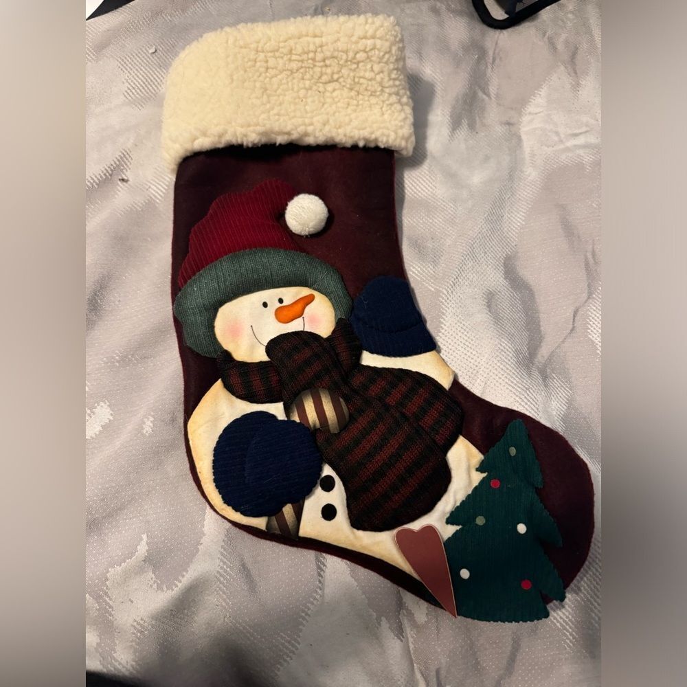 NEW Set of TWO Cute Snowman Christmas Stocking!Plus a mini Red Sticking Bag. NEW - Picture 4 of 16